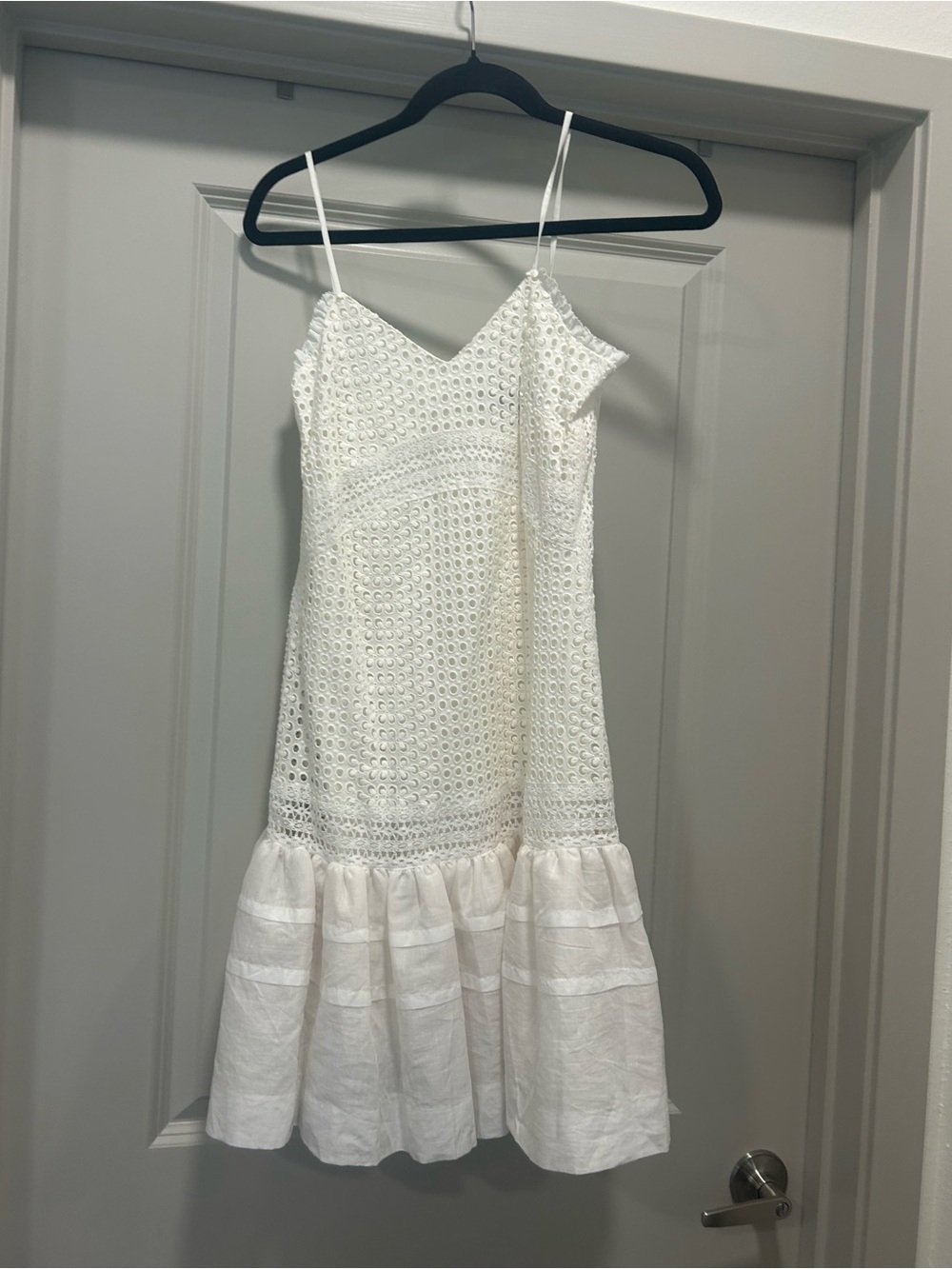 NWT j crew cotton mini White Eyelet Lace Spaghetti Strap Dress